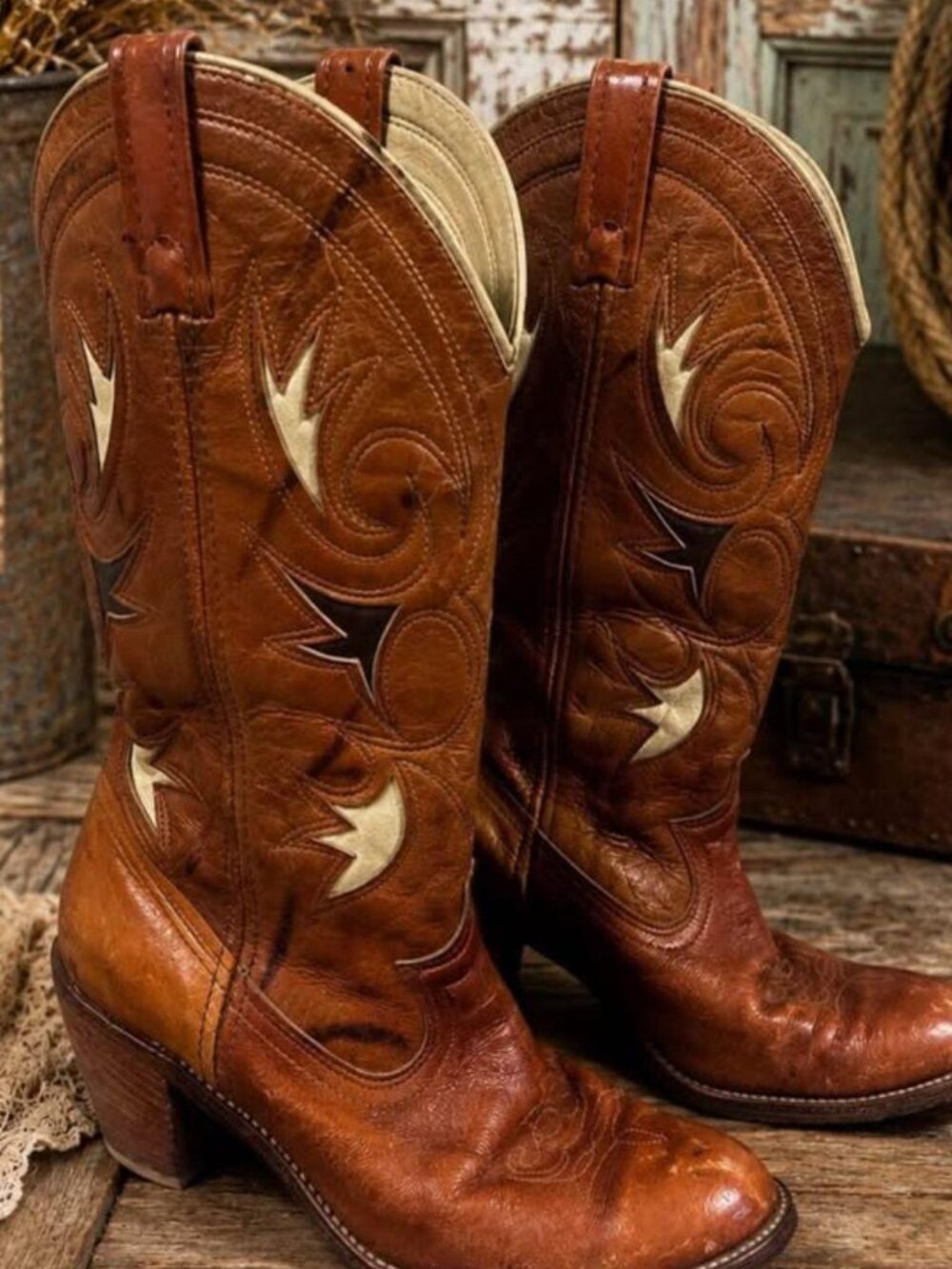 Women’s Vintage Dingo by ACME Brown Leather Western Cowboy Boots | Size 7.5M